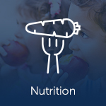Outline of a carrot on a form and the word nutrition