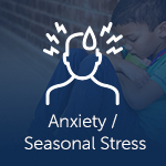 Anxiety Health Library Graphic showing the outline of a person with zig zags around their head indicating stress