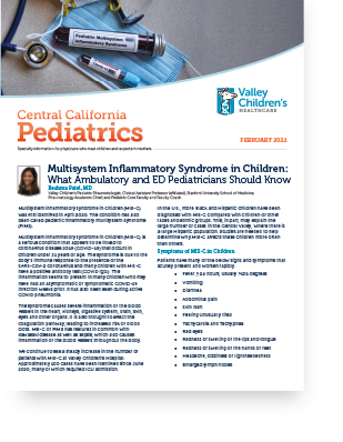 Portada de la edición de febrero de 2021 de <i1>Central California Pediatrics</i1>