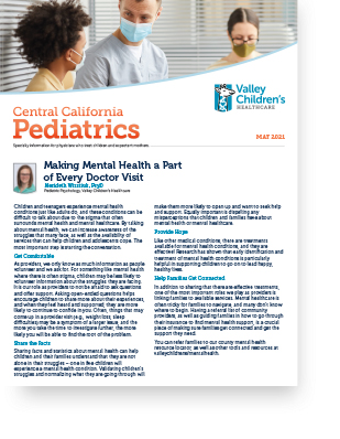 Portada de la edición de mayo de 2021 de <i1>Central California Pediatrics</i1>