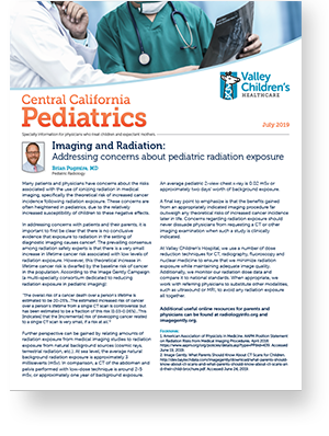 Portada de la edición de julio de 2019 de <i1>Central California Pediatrics</i1>