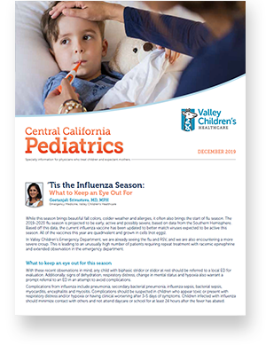 Portada de diciembre de 2019 de <i1>Central California Pediatrics</i1>
