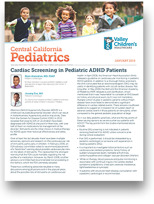 Portada de la edición de enero de 2019 de <i1>Central California Pediatrics</i1>