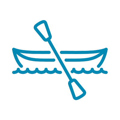 Outline of a canoe and paddle