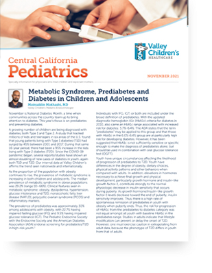 November 2021 Edition of Central California Pediatrics cover