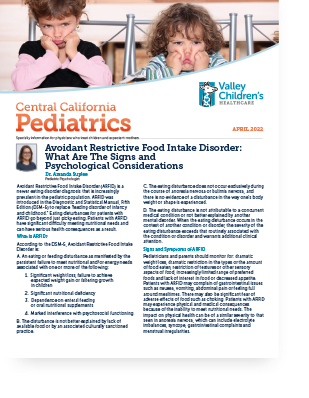 Portada de la edición de abril de 2022 de <i1>Central California Pediatrics</i1>