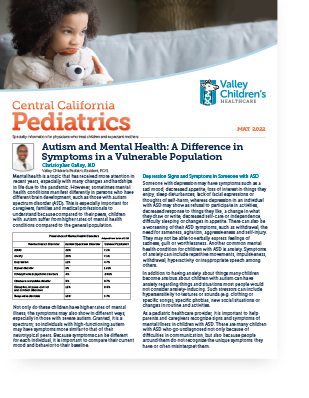 Portada de la edición de mayo de 2022 de <i1>Central California Pediatrics</i1>