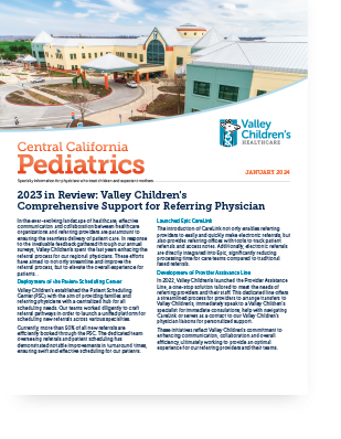 January 2024 Edition of Central California Pediatrics cover