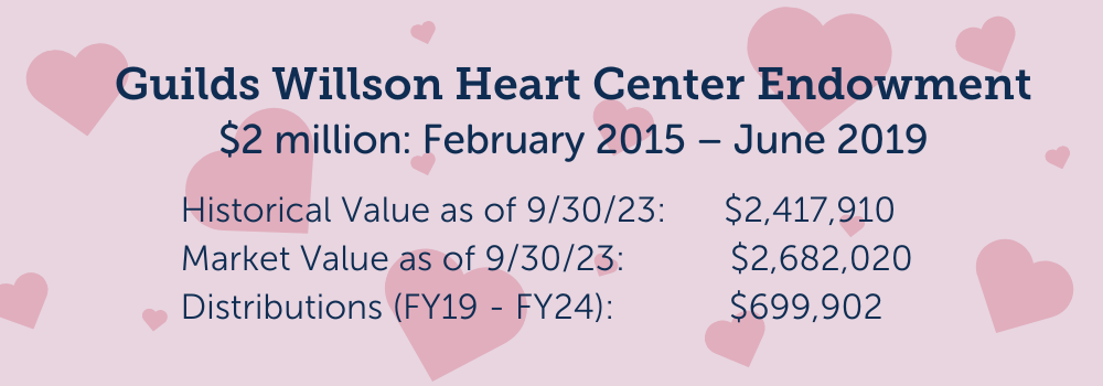 Valor histórico de la dotación de fondos de las asociaciones a <i1>Willson Heart Center</i1>