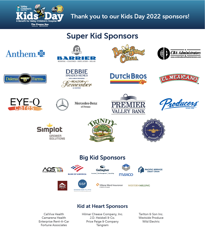 Thank you to our Kids Day 2022 sponsors