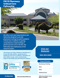 Image of Valley Children's Pharmacy Fellowship Program flyer