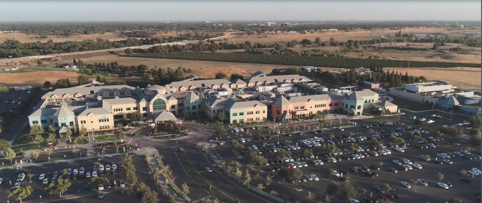 Aerial photo of Valley Children's Hospital main campus in Madera