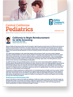 Portada de la edición de enero de 2020 de <i1>Central California Pediatrics</i1>