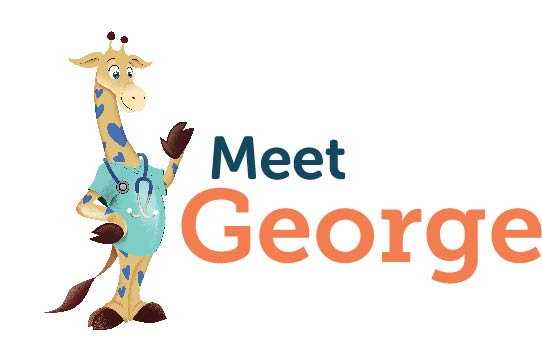 Illustrated version of Valley Children's Mascot, George the Giraffe