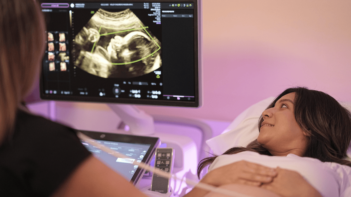 Expectant mother receiving an ultrasound
