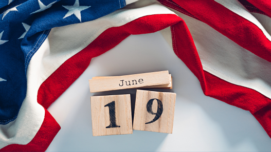 Image of American flag with blocks indicating the date: June 19