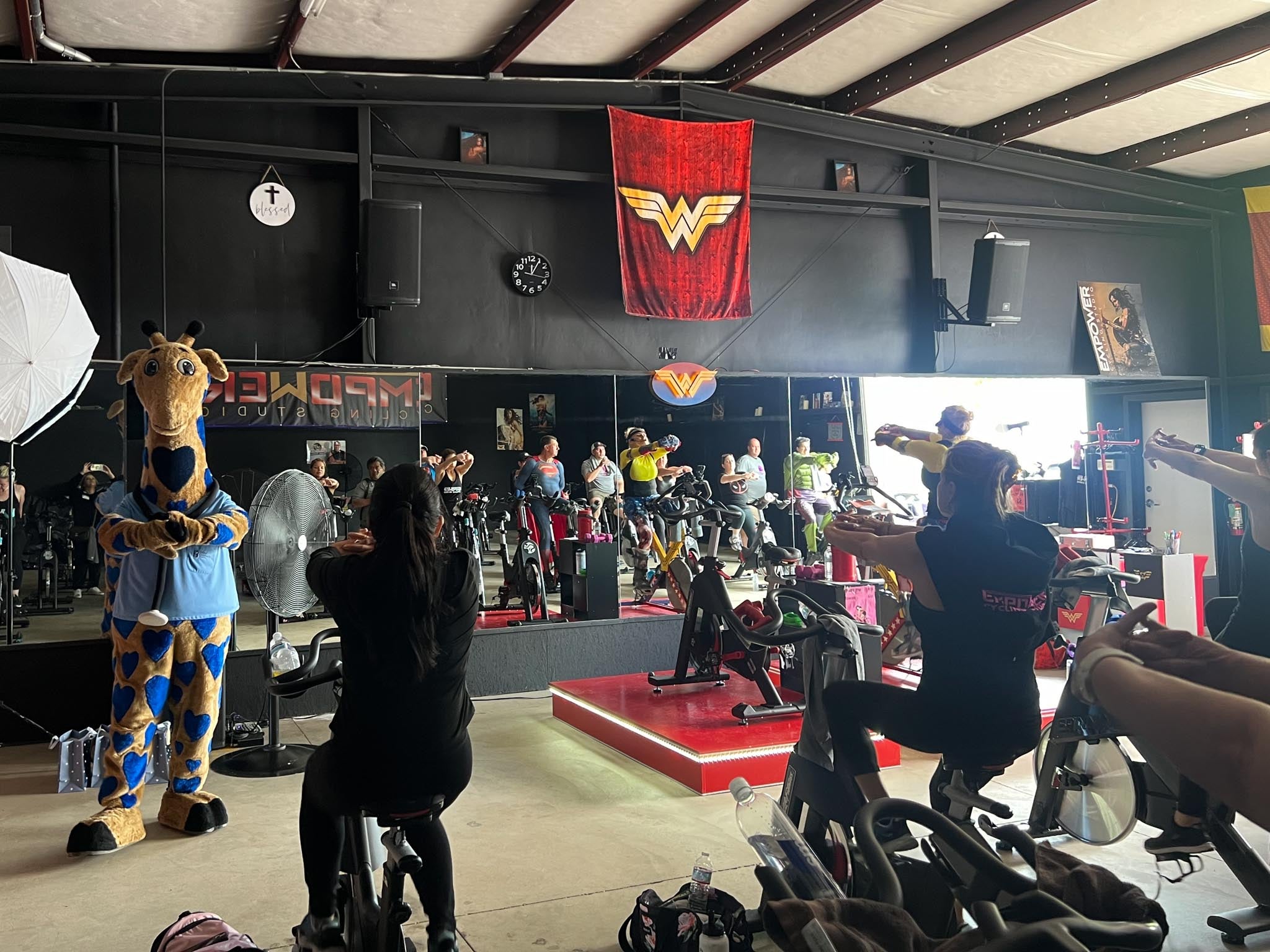 People on cycling machines in a spin class