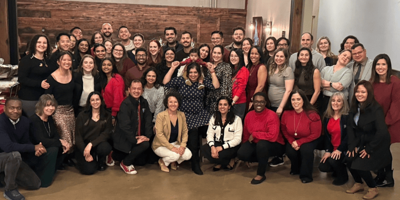 Pediatric residents gather for a holiday celebration