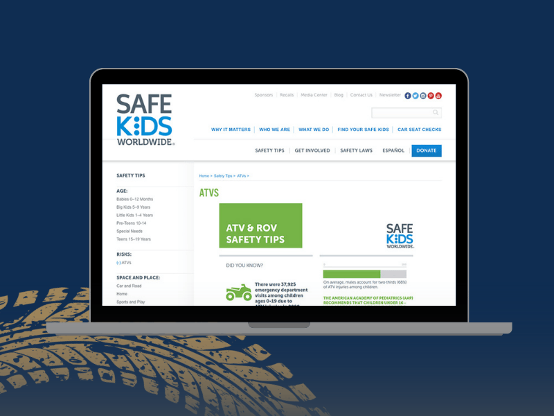 A laptop showing as screenshot of Safe Kids Worldwide's website