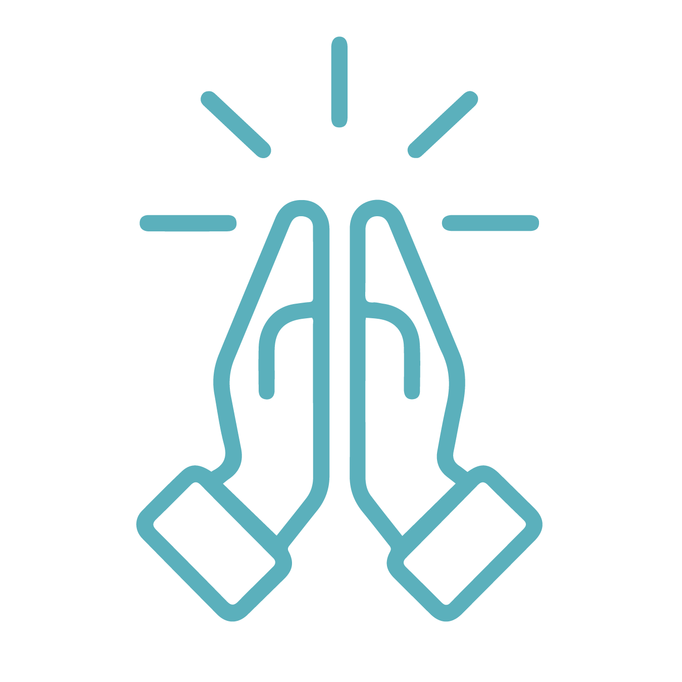 Icono de manos en oración que simboliza la salud espiritual