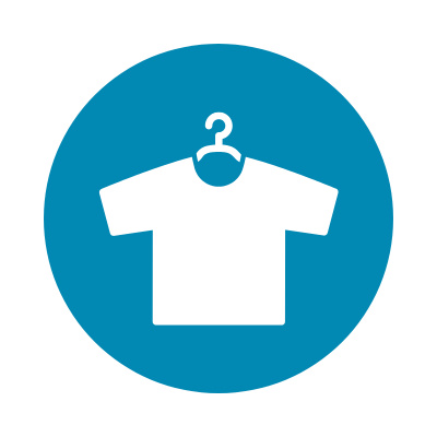 A line drawing of a T-shirt on a hanger