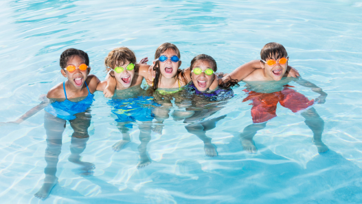 Kids safely playing in the water