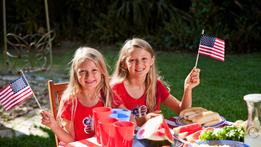 Girls celebrating Fourth of July