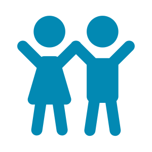 Outline of kids holding hands