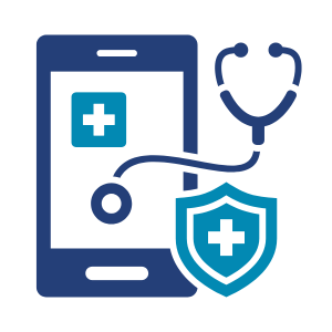 Outline of a digital tablet and stethoscope