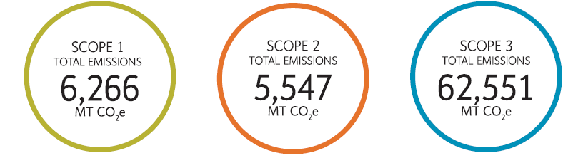 A graphic showing total emissions for Scopes 1-3