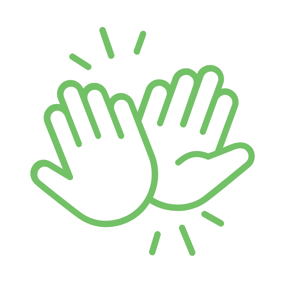 Line drawing of two hands giving a high five