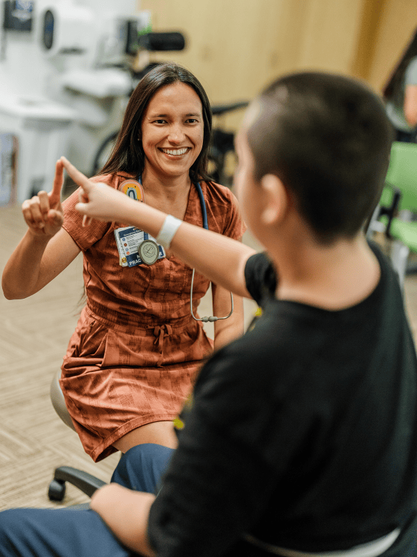 A Valley Children's rehab NP works with a patient