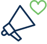 A megaphone and a heart